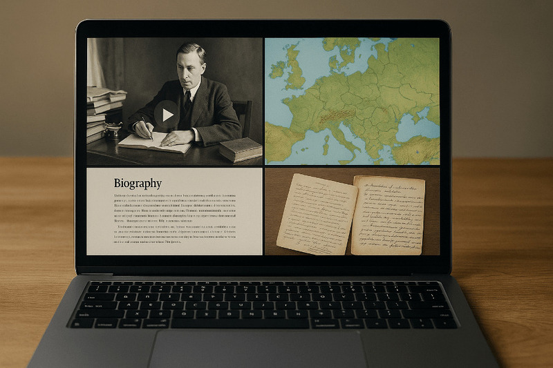 Например: при изучении биографии писателя можно показать видео, карту путешествий